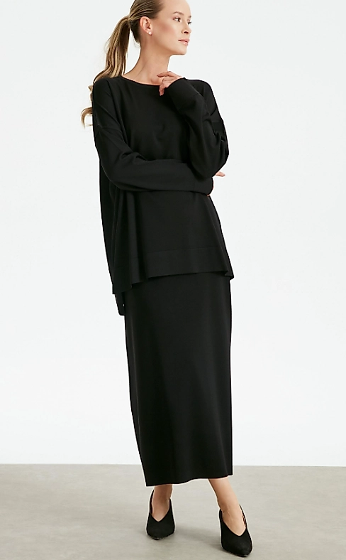 TRİKO ETEKLİ TAKIM SİYAH