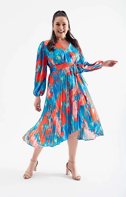 SATEN KUŞAKLI ELBİSE