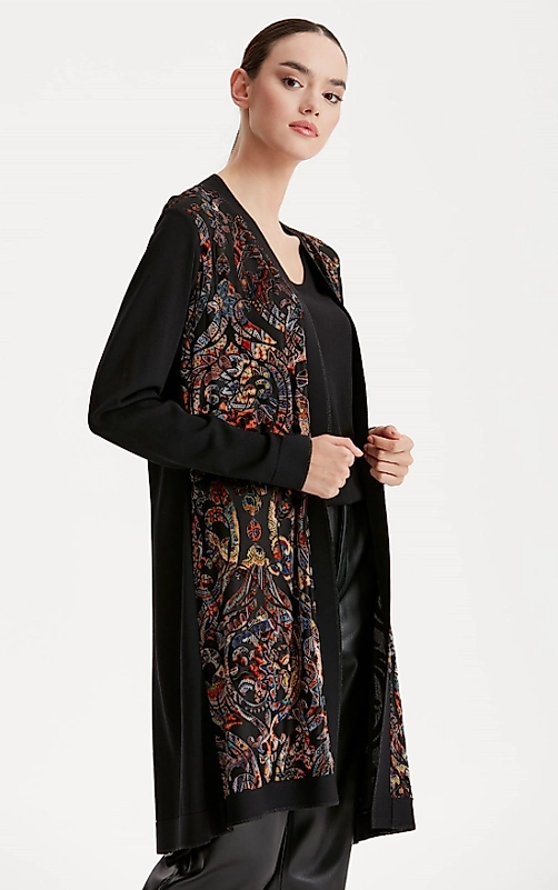 ÖNÜ KADİFE DETAYLI HIRKA SİYAH