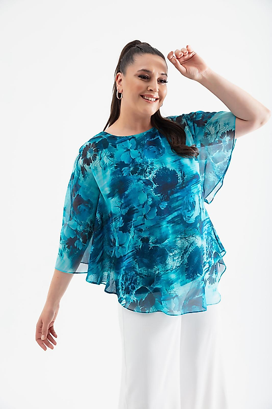 ŞİFON KISA KOLLU BLUZ