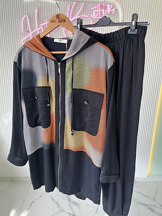 FİLE DETAYLI SİYAH TAKIM