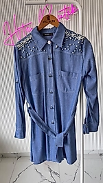 İNCİLİ TENSEL KUMAŞ TUNİK GÖMLEK