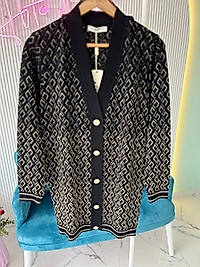 SİM DESENLİ TRİKO HIRKA  SİYAH