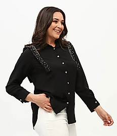 TAŞLI SİYAH GÖMLEK