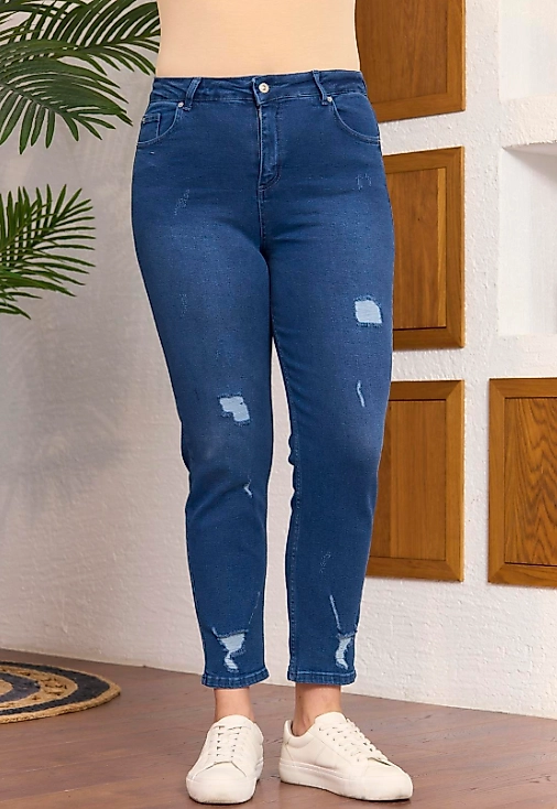 LAZER KESİM DETAYLI KOT PANTOLON