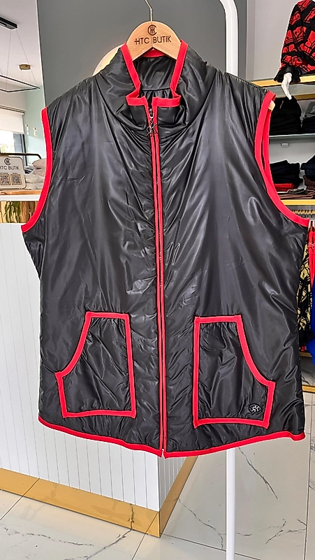 BASKILI KIRMIZI YELEK