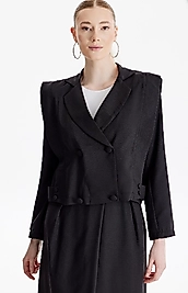 KETEN KRUVAZE ETEKLİ TAKIM SİYAH