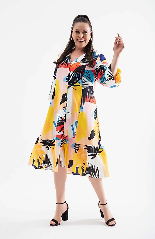 DÜĞME DETAYLI ELBİSE