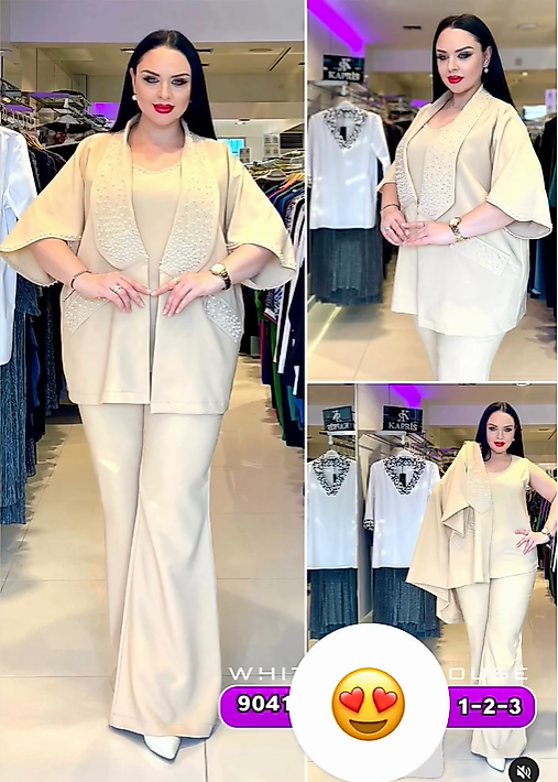 3'LÜ BÜYÜK BEDEN TAKIM KREM