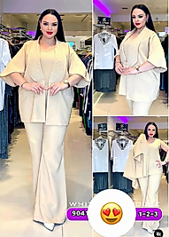 3'LÜ BÜYÜK BEDEN TAKIM KREM