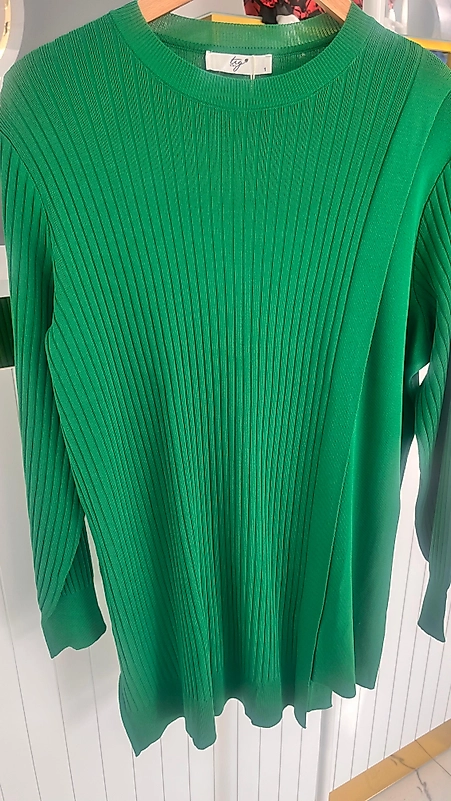 ASİMETRİK DETAYLI RAYON TUNİK YEŞİL